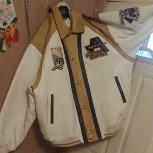 Avirex White and Tan Bomber Jacket